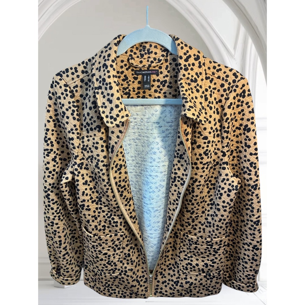 Isaac Mizrahi LIVE!‎ Quilted Jacket Small S Leopard Print Zip Up Long Sleeve - Picture 5 of 10